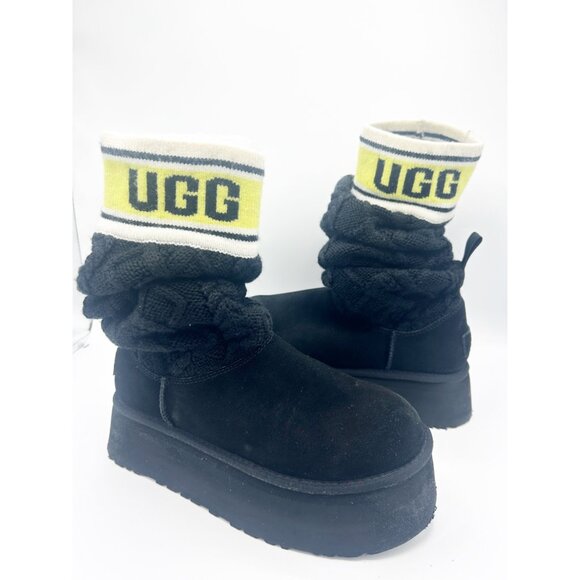 UGG Cable Knit Sweater Branded Platform Boots Size 7 - Picture 1 of 7
